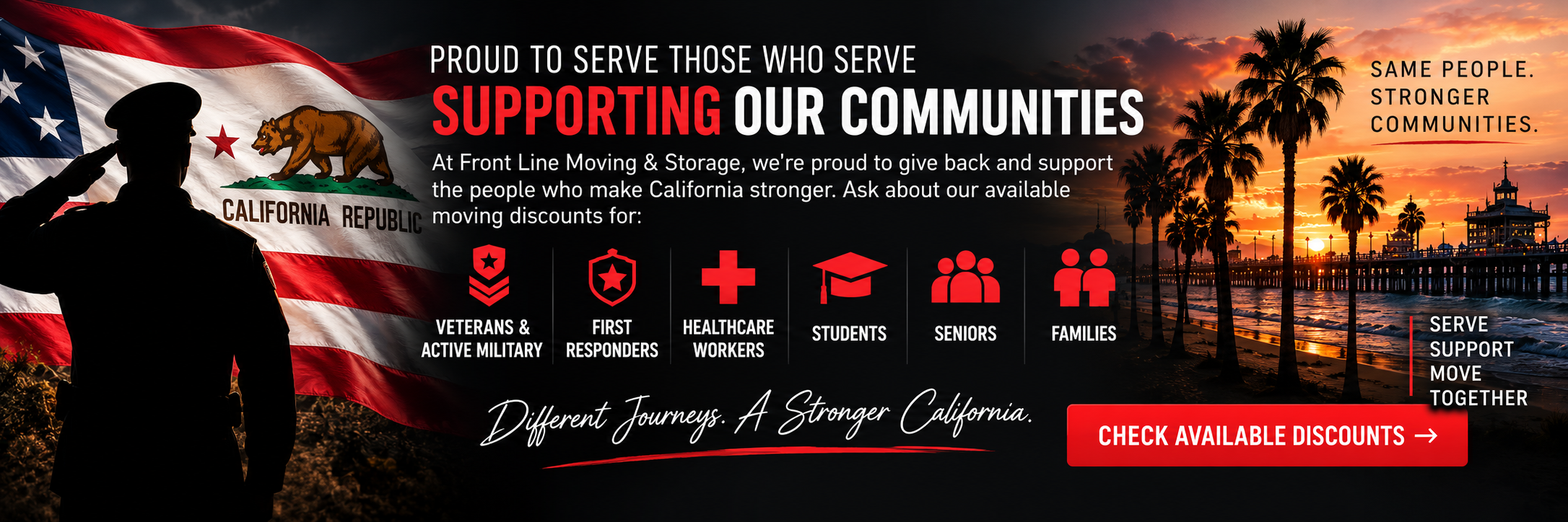 Front Line Moving supports veterans, first responders, healthcare workers, students, seniors and families